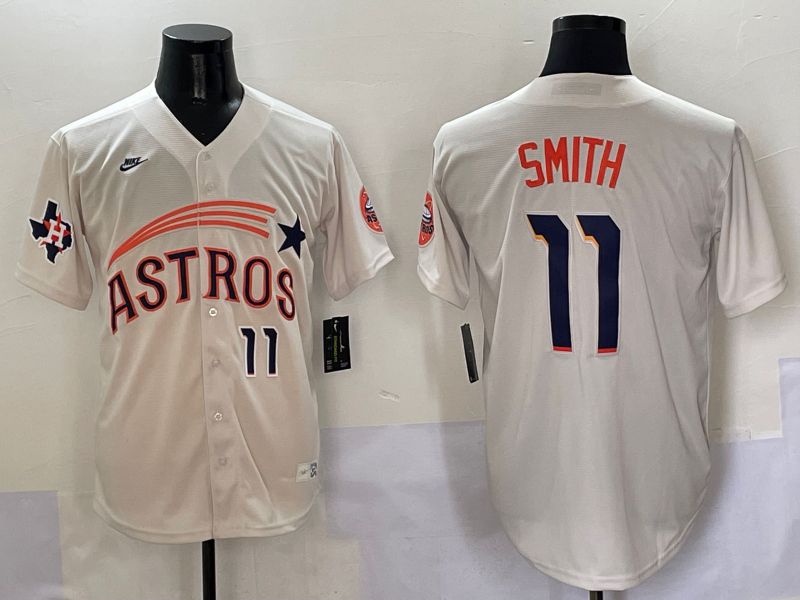 Men Houston Astros #11 Smith Cream Five generations Joint Name 2025 Nike MLB Jersey style 7->houston astros->MLB Jersey